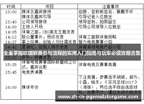 全面掌握欧国联赛参与流程的实用入门指南与玩家必读攻略合集